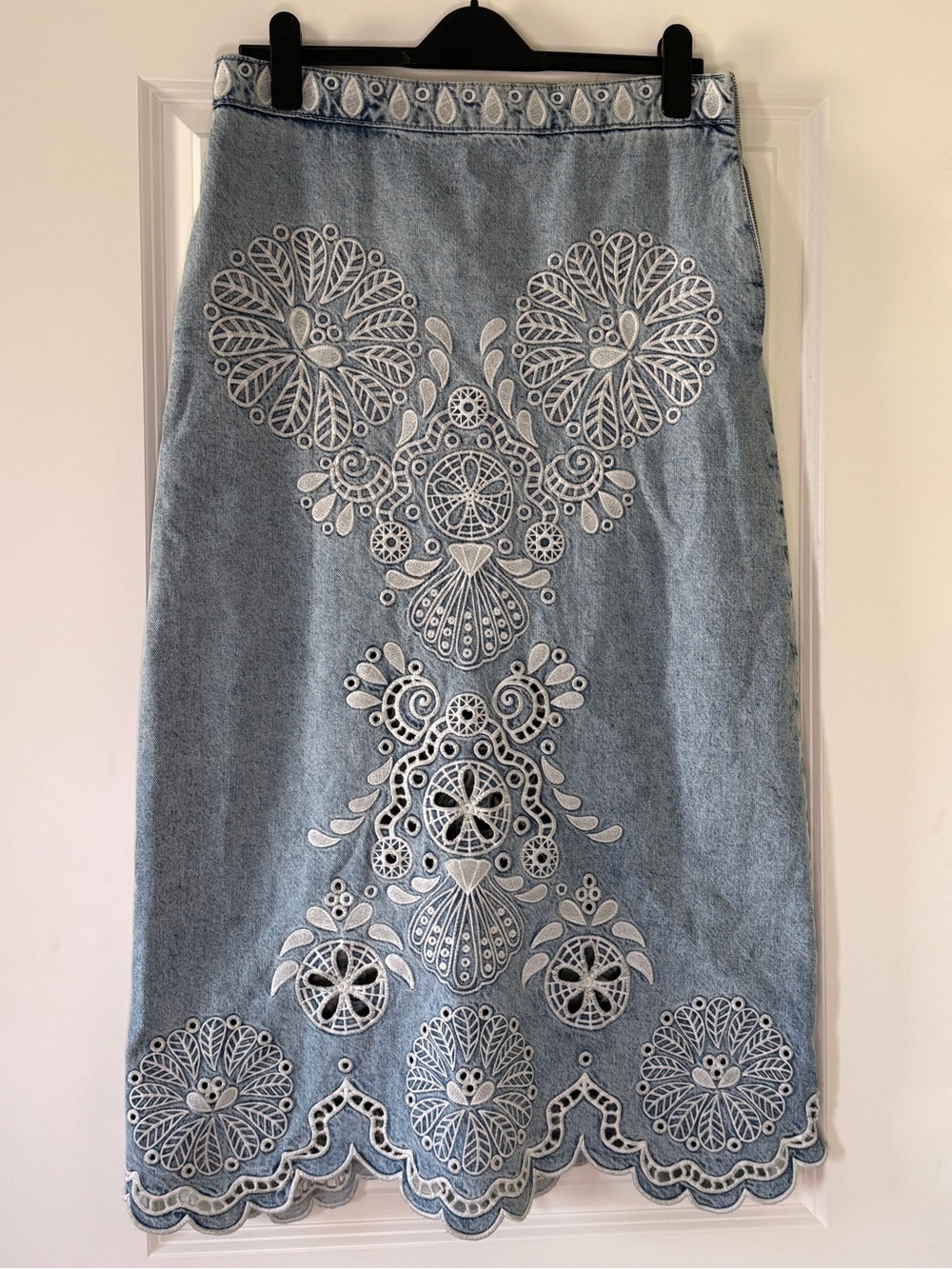 Farm Rio Richelieux Denim Midi Skirt